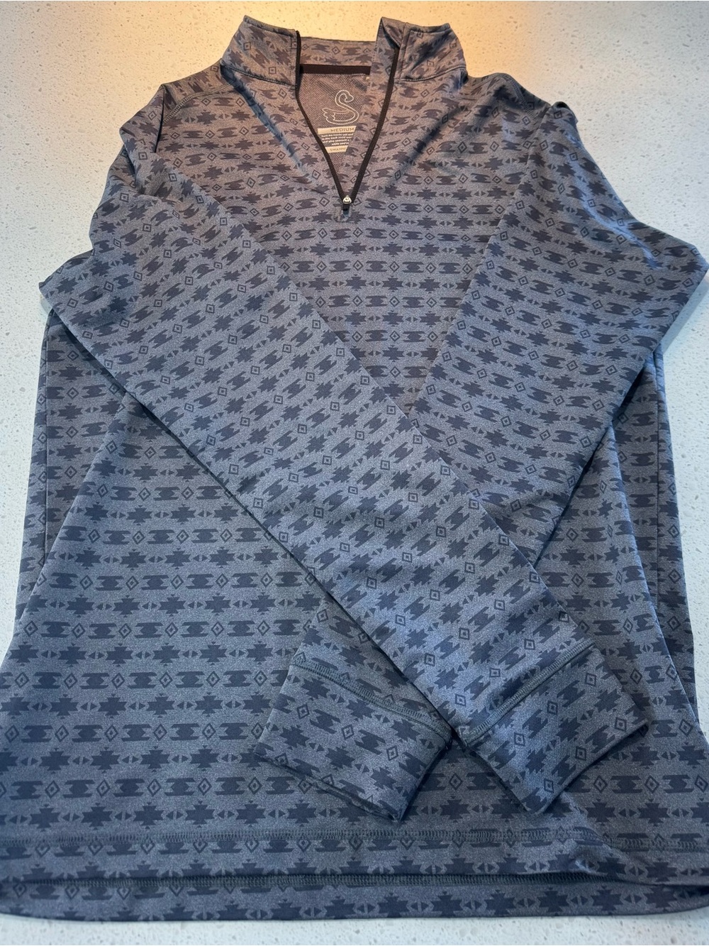 Swannies Men's Quarter-Zip Patterned Sweater - Steel Blue